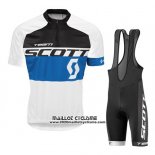 2016 Maillot Ciclismo Scott Blanc et Bleu Manches Courtes et Cuissard
