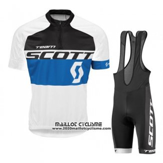 2016 Maillot Ciclismo Scott Blanc et Bleu Manches Courtes et Cuissard