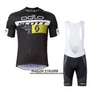 2016 Maillot Ciclismo Scott Noir et Jaune Manches Courtes et Cuissard