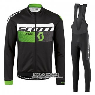 2016 Maillot Ciclismo Scott Vert et Noir Manches Longues et Cuissard