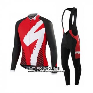 2016 Maillot Ciclismo Specialized Brillant Noir et Rouge Manches Longues et Cuissard