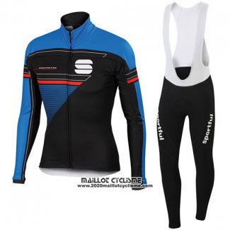 2016 Maillot Ciclismo Sportful Noir et Bleu Manches Longues et Cuissard