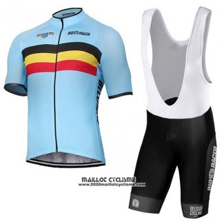 2017 Maillot Ciclismo Belgique Azur Manches Courtes et Cuissard