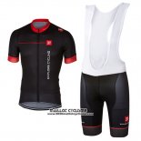 2017 Maillot Ciclismo Castelli Brillant Noir et Rouge Manches Courtes et Cuissard