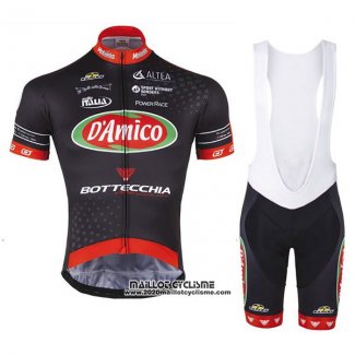 2017 Maillot Ciclismo D'Amico Bottecchia Noir Manches Courtes et Cuissard