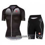 2017 Maillot Ciclismo Femme Castelli Noir et Blanc Manches Courtes et Cuissard