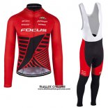 2017 Maillot Ciclismo Focus XC Ml Profond Rouge Manches Longues et Cuissard