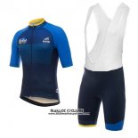 2017 Maillot Ciclismo Giro D'italie Fonce Bleu Manches Courtes et Cuissard