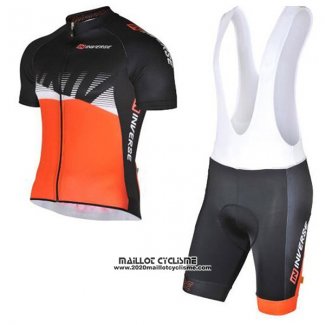 2017 Maillot Ciclismo Inverse Noir et Orange Manches Courtes et Cuissard