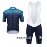 2017 Maillot Ciclismo Lundici Noir et Bleu Manches Courtes et Cuissard