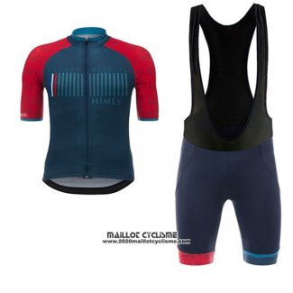 2017 Maillot Ciclismo Nimes Vuelta Espana Bleu et Rouge Manches Courtes et Cuissard