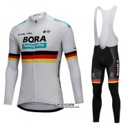 2018 Maillot Ciclismo Bora Champion Belgique Blanc Manches Longues et Cuissard