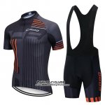 2018 Maillot Ciclismo Capo Noir Gris Orange Manches Courtes et Cuissard