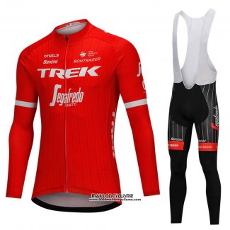 2018 Maillot Ciclismo Trek Segafredo Rouge Manches Longues et Cuissard