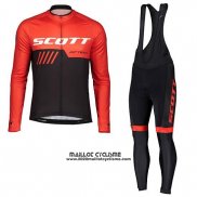 2019 Maillot Ciclismo Scott Noir Rouge Manches Longues et Cuissard