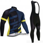 2019 Maillot Ciclismo Specialized Noir Bleu Jaune Manches Longues et Cuissard