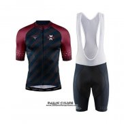 2020 Maillot Ciclismo Craft Fonce Bleu Rouge Manches Courtes et Cuissard