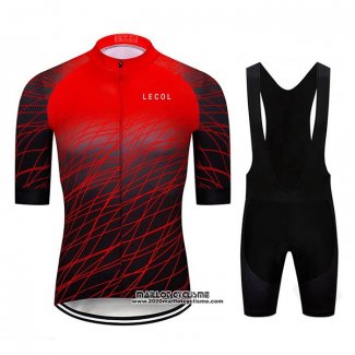 2020 Maillot Ciclismo Le Col Noir Rouge Manches Courtes et Cuissard