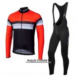 2020 Maillot Ciclismo Nalini Noir Orange Manches Longues et Cuissard