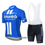 2020 Maillot Ciclismo Sunweb Bleu Blanc Manches Courtes et Cuissard