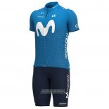 2021 Maillot Cyclisme Movistar Bleu Manches Courtes et Cuissard