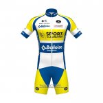 2021 Maillot Cyclisme Sport Vlaanderen-baloise Bleu Blanc Jaune Manches Courtes et Cuissard