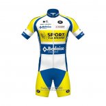 2021 Maillot Cyclisme Sport Vlaanderen-baloise Bleu Blanc Jaune Manches Courtes et Cuissard