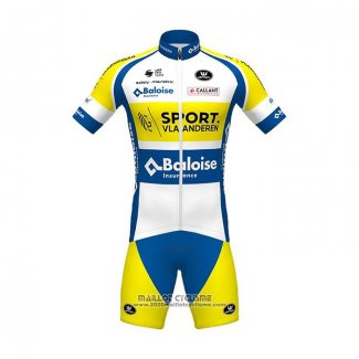 2021 Maillot Cyclisme Sport Vlaanderen-baloise Bleu Blanc Jaune Manches Courtes et Cuissard