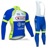 2021 Maillot Cyclisme Wanty-Gobert Cycling Team Bleu Blanc Jaune Manches Longues et Cuissard