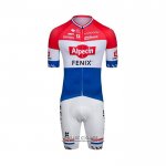 2022 Maillot Cyclisme Alpecin Fenix Rouge Blanc Bleu Manches Courtes et Cuissard