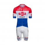 2022 Maillot Cyclisme Alpecin Fenix Rouge Blanc Bleu Manches Courtes et Cuissard