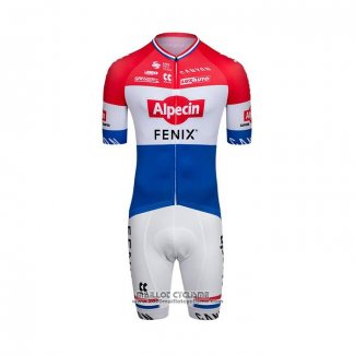 2022 Maillot Cyclisme Alpecin Fenix Rouge Blanc Bleu Manches Courtes et Cuissard