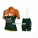 2024 Maillot Cyclisme Femme Jayco AlUla Orange Violet Manches Courtes Et Cuissard