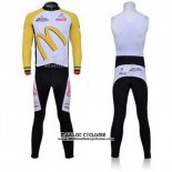 2011 Maillot Ciclismo McDonalds Blanc et Jaune Manches Longues et Cuissard