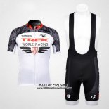 2012 Maillot Ciclismo Trek Blanc et Gris Manches Courtes et Cuissard