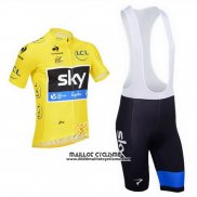 2013 Maillot Ciclismo Sky Lider Jaune et Noir Manches Courtes et Cuissard