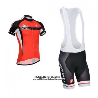 2014 Maillot Ciclismo Castelli Rouge et Noir Manches Courtes et Cuissard