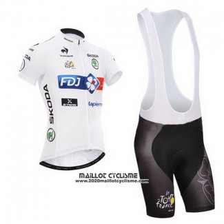 2014 Maillot Ciclismo FDJ Lider Blanc Manches Courtes et Cuissard