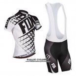 2014 Maillot Ciclismo Fox Blanc et Noir Manches Courtes et Cuissard