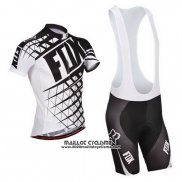 2014 Maillot Ciclismo Fox Blanc et Noir Manches Courtes et Cuissard