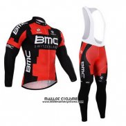 2015 Maillot Ciclismo BMC Noir et Rouge Manches Longues et Cuissard