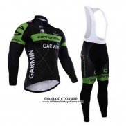 2015 Maillot Ciclismo Cannondale Vert et Noir Manches Longues et Cuissard