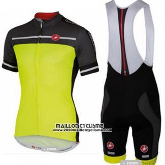 2016 Maillot Ciclismo Castelli Jaune et Gris Manches Courtes et Cuissard