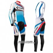 2016 Maillot Ciclismo Cube Bleu et Blanc Manches Longues et Cuissard