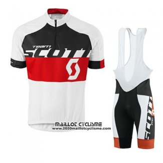 2016 Maillot Ciclismo Scott Blanc Rouge Manches Courtes et Cuissard