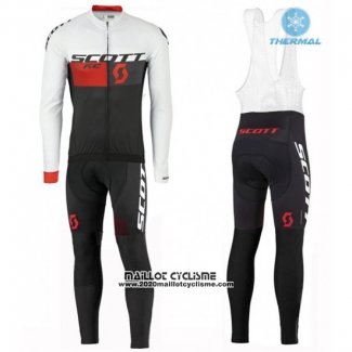 2016 Maillot Ciclismo Scott Blanc et Rouge Manches Longues et Cuissard