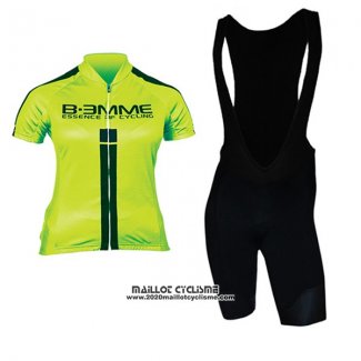 2017 Maillot Ciclismo Femme Biemme Vert et Noir Manches Courtes et Cuissard