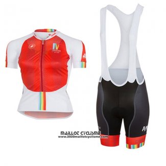 2017 Maillot Ciclismo Femme Castelli Maratona Rouge et Blanc Manches Courtes et Cuissard