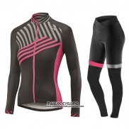 2017 Maillot Ciclismo Femme Liv Noir et Rouge Manches Longues et Cuissard