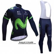 2017 Maillot Ciclismo Movistar Noir Manches Longues et Cuissard